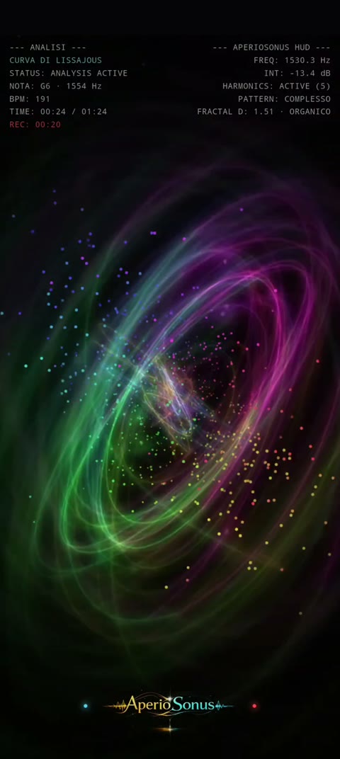 Scia luminosa a spirale generata da un suono